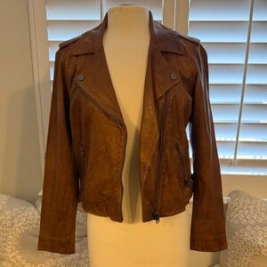 Lucky brand Brown lamb Leather Jacket Sz- M
